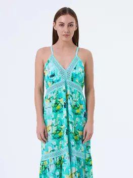 Длинное платье MOD, цвет soft mint allover