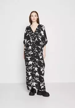 Длинное платье Monki, черно-белый