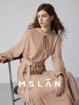 Длинное платье Mslan романтическое для женщин, миндальный цвет