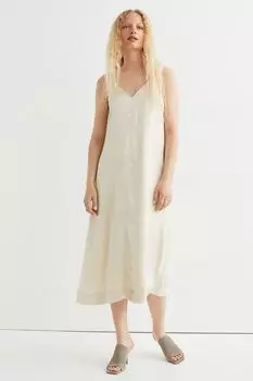 Длинное платье на бретелях H&amp;M, светло-бежевый