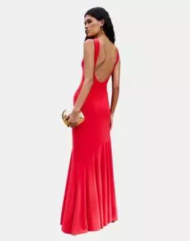 Длинное платье на бретелях MIPHAI, красный