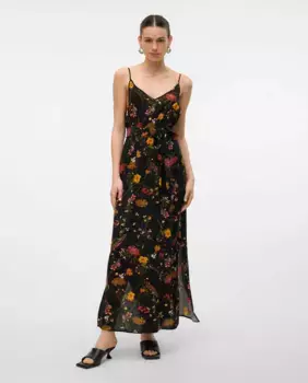 Длинное платье на бретелях Vero Moda, черный