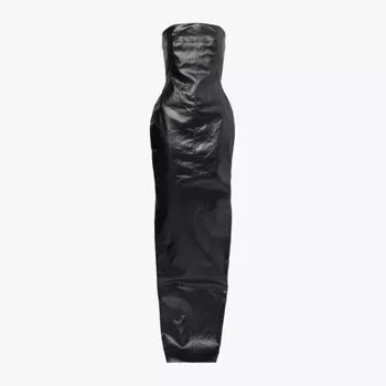 Длинное платье облегающего кроя из ламинированной джинсовой смеси Rick Owens, черный