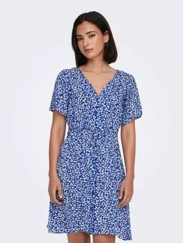 Длинное платье ONLY Legeres Mini Sommerliches Design Muster, синий