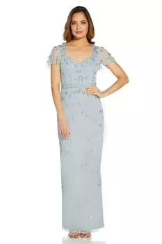 Длинное платье Papell Studio с бисером Adrianna Papell, синий