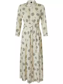 Длинное платье PINKO с принтом в виде завитков, серый