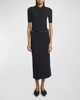Длинное платье-поло с поясом Voyou Givenchy, цвет Black