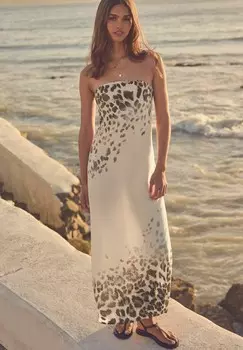 Длинное платье PRINT BANDEAU SUMMER, REGULAR FIT Next, бежевый