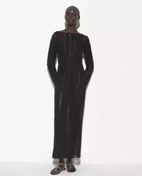 Длинное платье простой ажурной вязки Parfois, черный