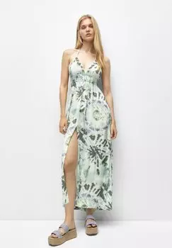 Длинное платье PULL&BEAR, зеленый