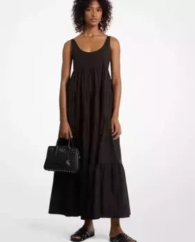 Длинное платье расклешенного силуэта из хлопка Michael Michael Kors, черный