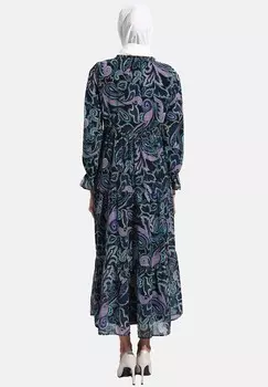 Длинное платье REFKA Modanisa, зеленый