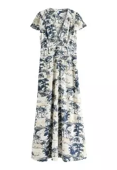 Длинное платье REGULAR FIT FLUTTER SLEEVE TIE WAIST Next, бежевый