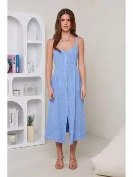 Длинное платье Rodier Lin Leinen, голубой