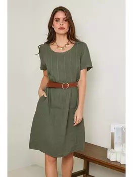 Длинное платье Rodier Lin Leinen, оливковый