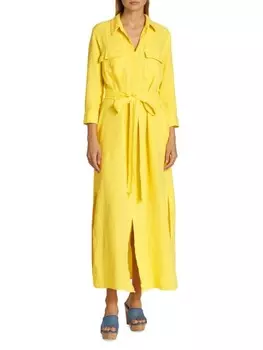 Длинное Платье - Рубашка L'AGENCE Cameron, light maize