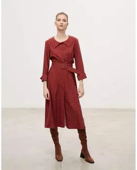 Длинное платье-рубашка с поясом Georges Rech Pars, гранатовый