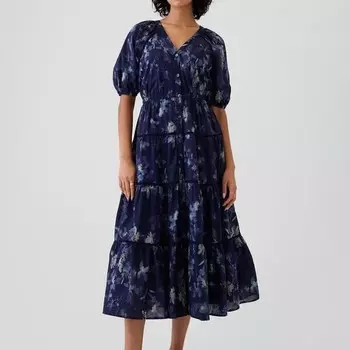 Длинное платье-рубашка с воланами Gap, синий