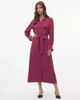 Длинное платье-рубашка Vero Moda, цвет Granate