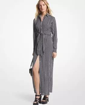 Длинное платье-рубашка в полоску Michael Michael Kors, черный