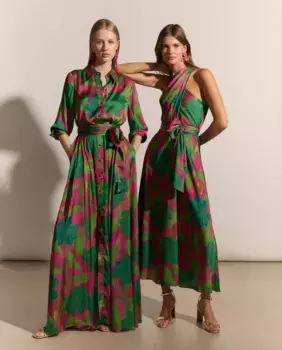 Длинное платье-рубашка Woman Fiesta El Corte Ingls, зеленый