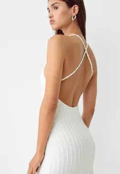 Длинное платье Rustic Halter Bershka, белое