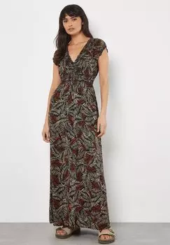 Длинное платье RUSTIC LEAF PRINT SMOCKED Apricot, оранжевый