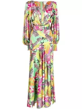 Длинное платье с абстрактным принтом Bronx and Banco, мультиколор