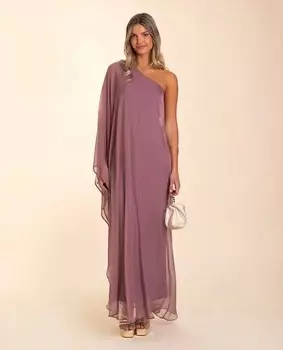 Длинное платье с асимметричной накидкой The-Are, розовый