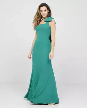 Длинное платье с бантом на бретеле Veneno en la piel, зеленый