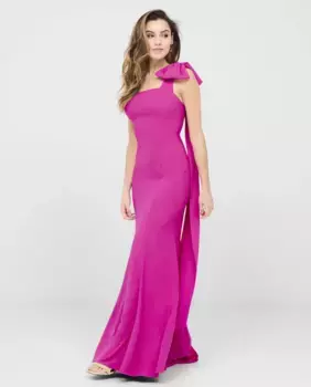 Длинное платье с бантом на бретеле Veneno en la piel, розовый