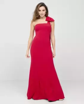 Длинное платье с бантом на бретеле Veneno en la piel, красный