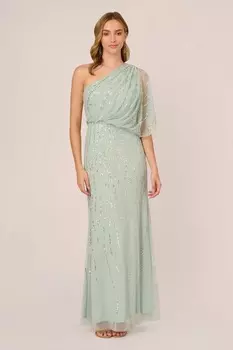 Длинное платье с бисером Adrianna Papell, зеленый
