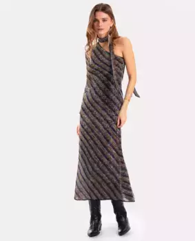 Длинное платье с блестками и длинными рукавами The-Are, многоцветный