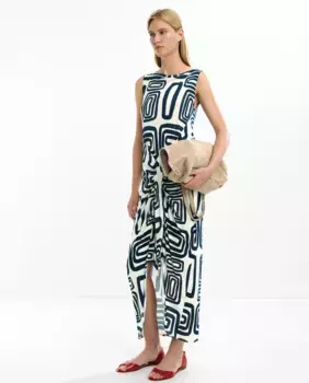 Длинное платье с боковым разрезом и геометрическим принтом Parfois, мультиколор
