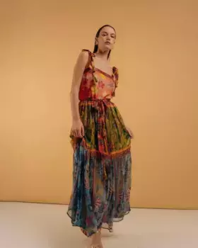 Длинное платье с бретельками и вставками Niza, мультиколор