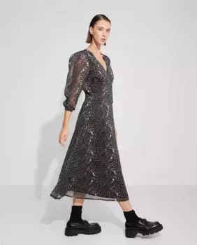 Длинное платье с цветами и прозрачной пленкой Nalle, мультиколор