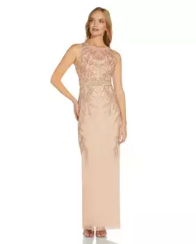 Длинное платье с цветочным принтом и пайетками Adrianna Papell, розовый