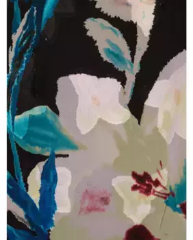 Длинное платье с цветочным принтом, рюшами и V-образным вырезом Adrianna Papell, мультиколор