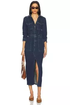 Длинное платье с длинным рукавом для успеха Good American, indigo724