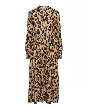 Длинное платье с длинными рукавами и принтом Yas, светло-коричневый