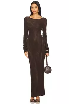 Длинное платье с длинными рукавами Marbella от Cotton Citizen, vintage chocolate