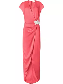 Длинное платье с драпировкой и брошью-орхидеей Genny, розовый