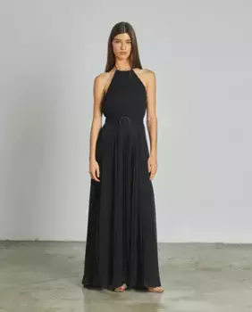Длинное платье с гладким воротником-хальтер и застежкой-молнией на спине Alma en Pena, черный