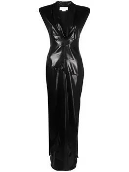 Длинное платье с глубоким V-образным вырезом Genny, черный