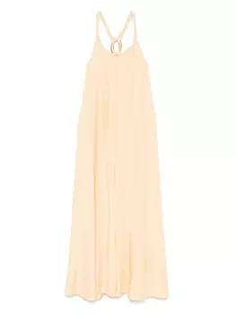 Длинное платье с кольцевой фурнитурой Patrizia Pepe, нейтральный