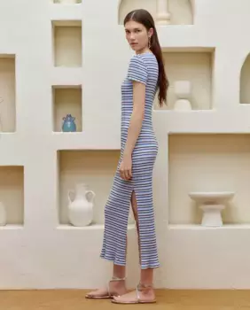 Длинное платье с коротким рукавом Green Coast, синий