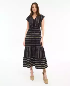 Длинное платье с коротким рукавом Vila, черный