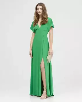 Длинное платье с короткими рукавами и эффектом капли Veneno en la piel, зеленый