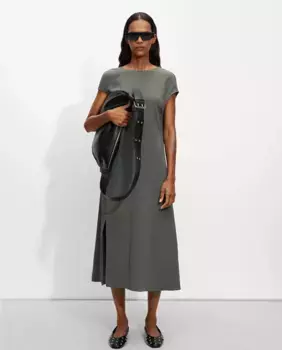 Длинное платье с короткими рукавами и разрезом по бокам Parfois, цвет Kaki